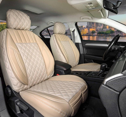 Volkswagen Touran Lüx Yarı Deri Oto Koltuk Kılıfı Ön Arka Takım İstanbul Serisi BEJ