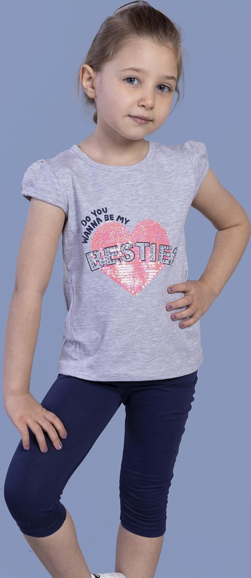 Toontoy Kız Bestie Baskılı Pul İşlemeli Taytlı Takım