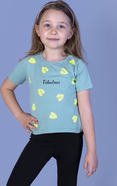 Toontoy Kız Çocuk Yaprak Desenli Fabulous Baskılı Tişört