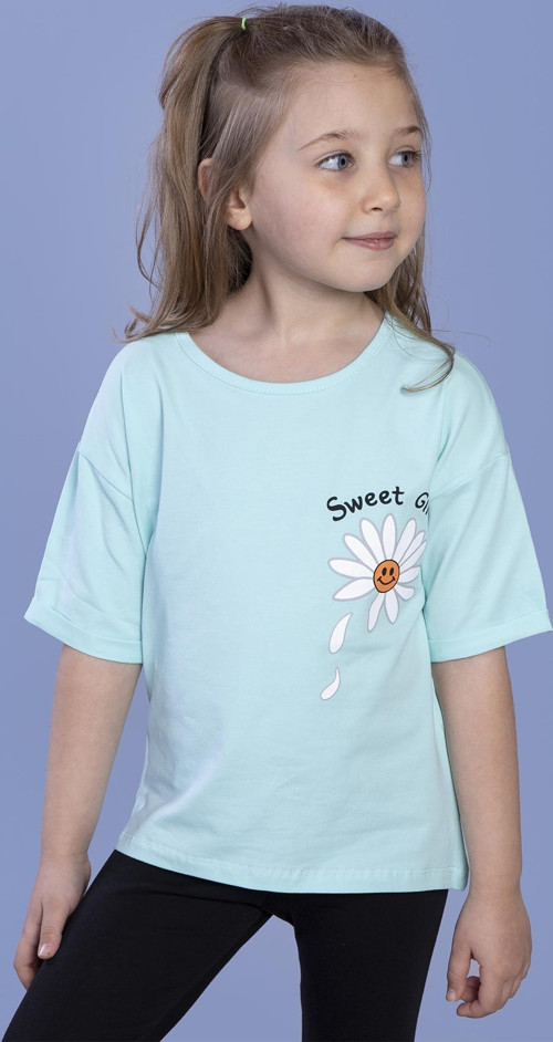 Toontoy Kız Çocuk Papatya Desenli Sweet Girls Baskılı Tişört
