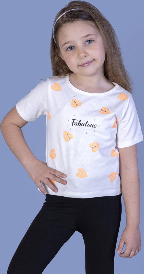 Toontoy Kız Çocuk Yaprak Desenli Fabulous Baskılı Tişört