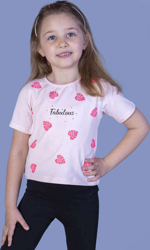 Toontoy Kız Çocuk Yaprak Desenli Fabulous Baskılı Tişört