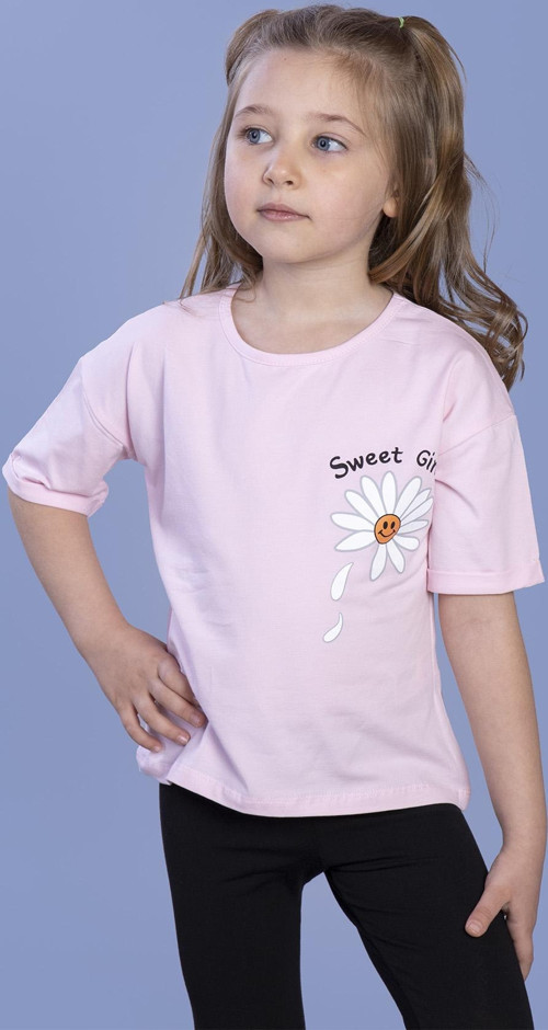 Toontoy Kız Çocuk Papatya Desenli Sweet Girls Baskılı Tişört