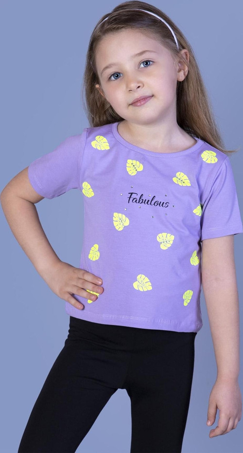 Toontoy Kız Çocuk Yaprak Desenli Fabulous Baskılı Tişört