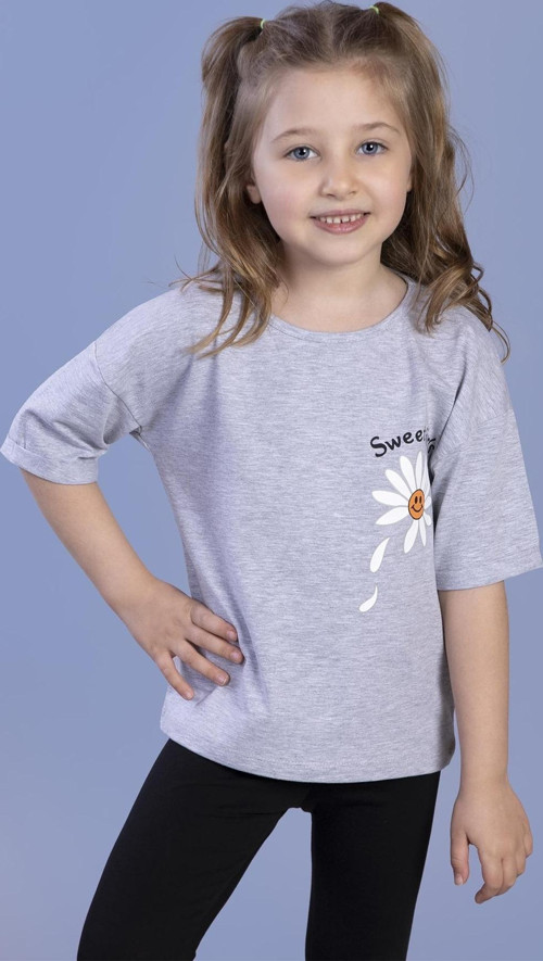Toontoy Kız Çocuk Papatya Desenli Sweet Girls Baskılı Tişört
