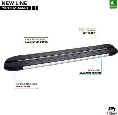 Toyota Hilux Uyumlu 7 Newline Krom Yan Basamak 203 Cm 2006-2015