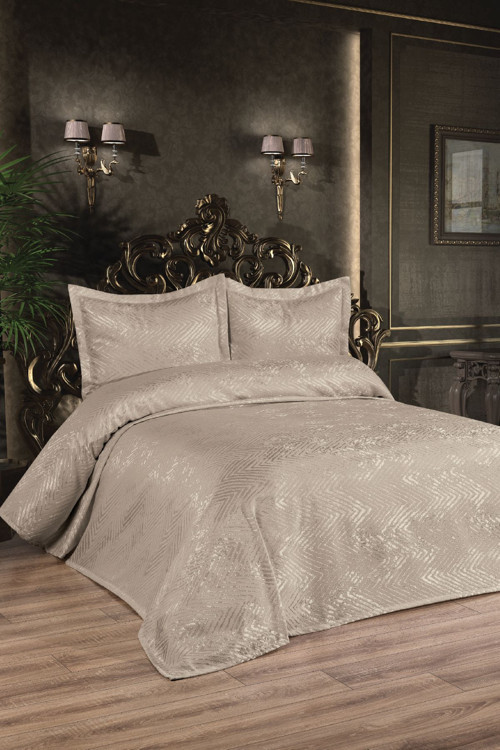 Dream Jakarlı Şönil Çift Kişilik Pike Takımı 3 Parça Set Kahve