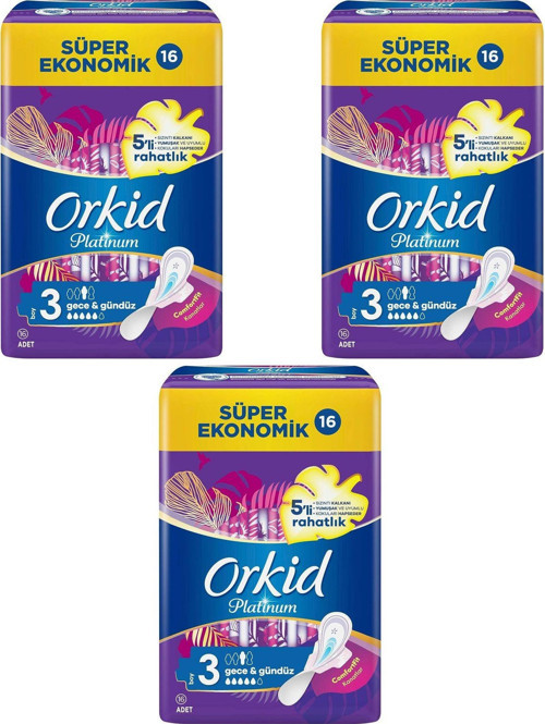 Platinum Kokulu Hijyenik Ped Boy 3 Gece & Gündüz 5’Li Rahatlık Süper Ekonomik 16’Lı Paket X 3 Adet