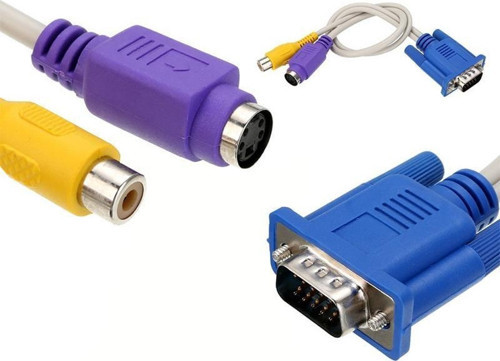 Vga 15 Pin Erkek - 1 Rca Dişi+Mini DIN Dişi 10 Cm Kablo