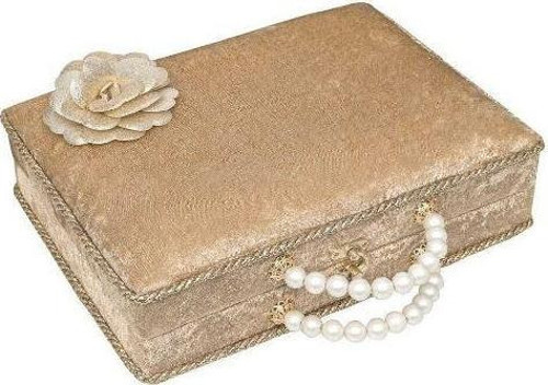 İnci Serisi Ahşap Kadife Kaplamalı Plaket Kutu + Çanta Boy Arapça Kadife Kuran + Cam İnci Tesbih + Namaz Başörtüsü + Pleksi Ayraç Hediye Seti Gold (90308)
