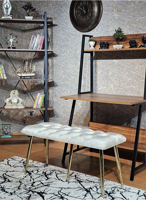 Gold Metal Siyah Oturaklı Sivriltme Ayaklı Babyface Puf & Bench & Oturak
