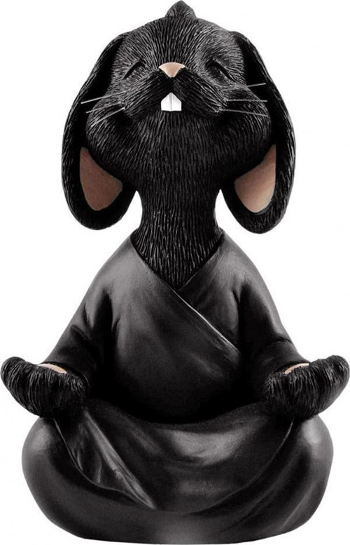 Dekoratif Yoga Yapan Tavşan Biblo Meditasyon Büyük Boy Tavşan Heykeli Ev Dekoru 18x11.5 cm