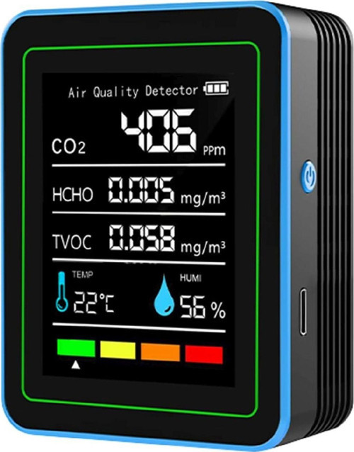 5'li CO2,HCHO,TVOC,SICAKLIK,NEM Dedektör Taşınabilir Ev Ofis Hava Kalitesi Ölçüm Cihazı