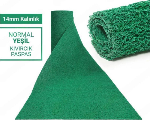 100X100CM YEŞİL KIVIRCIK PASPAS-HALI KAYMAZ YOLLUK LİDYA 14MM