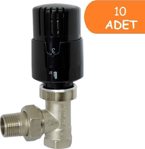 10 Adet ECA TRV4 Termostatik Köşe Radyatör Valfi Petek Vanası Siyah 802120116