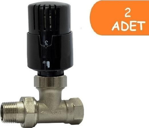 2 Adet ECA TRV4 Termostatik Düz Radyatör Valfi Petek Vanası Siyah 802120117