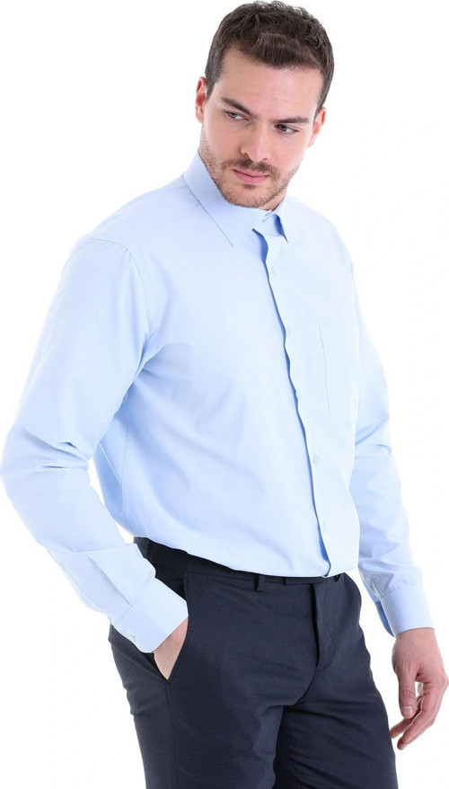 Classics Erkek Kolay Ütülenebilir Regular Fit Geniş Kesim Klasik Yaka Cepli Gömlek