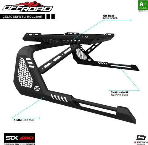 Sedan 4Wd Uyumlu Off Road Ssangyong Musso Sepetli Çelik Roll Bar V1 2018 Üzeri