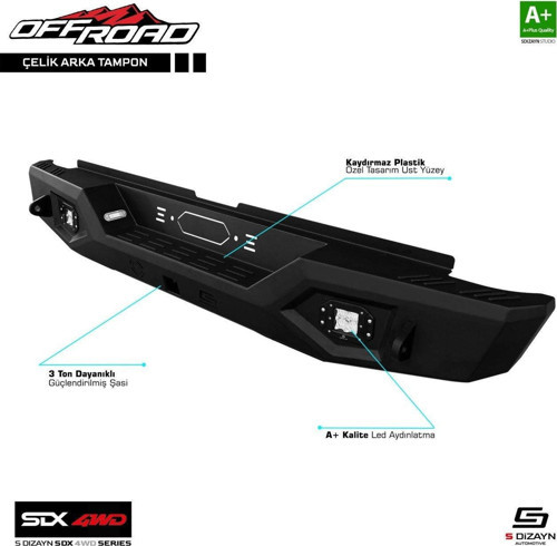 Sedan 4Wd Uyumlu Off Road Fiat Fullback Çelik Arka Tampon V1 Ledli 2016 Üzeri