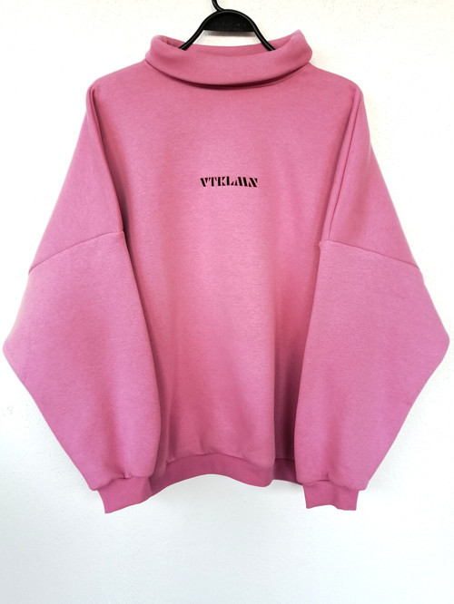 Kadın Erkek Boğazlı Pembe Renkli Oversize Sweatshirt M Beden