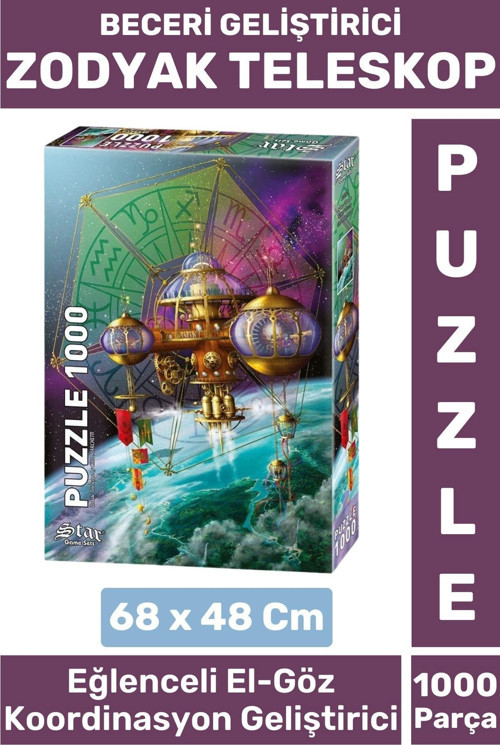 Eğlenceli El Göz Koordinasyon Beceri Görsel Algı Geliştirici Çocuk 1000 Parça PUZZLE ZODYAK TELESKOP