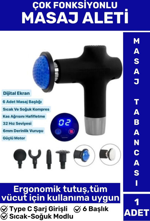 Ergonomik Kol Bacak Sırt Bel 6 Başlıklı Sıcak Soğuk Mod Yüksek Titreşim Spor Fitness Kas Masaj Aleti