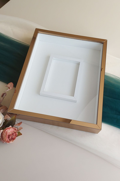 40X50 Cm Bronz Gül Anı Çerçevesi! Fotoğraf Bölümlü Ledsiz Çerçeve! Gül Anı Çerçevesi