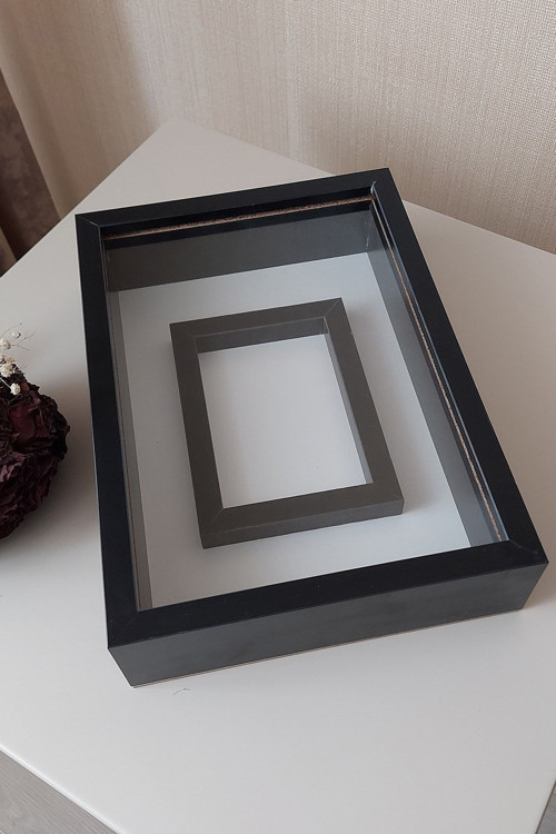 25X35 Cm Siyah Renkli Fotoğraf Alanlı Model Tasarım Gül Kutusu Anı Çerçevesi! Yeni Model Çerçeve!
