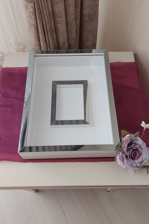 30X40 Cm Fotoğraf Bölümlü Gül Saklama Anı Çerçevesi-6 Cm Anı Çerçevesi Gül Kutusu