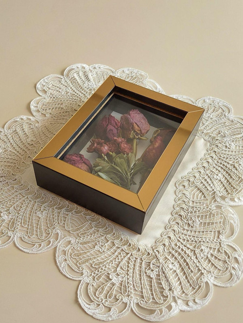 15X20X5 Cm Anı Çerçevesi! Yeni Moda Çiçek Anı Çerçevesi! İsteme Çiçeği! Derin Gül Kutusu-Dikey