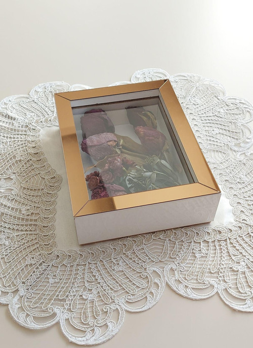 15X20X5 Cm Anı Çerçevesi! Yeni Moda Çiçek Anı Çerçevesi! İsteme Çiçeği! Derin Gül Kutusu-Dikey