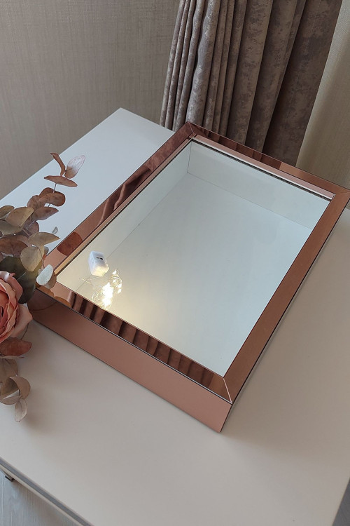 Ledli Yeni Trend 25X35 Cm Rosegold Derin Gül Tasarım Çerçevesi! Gül Kutusu Anı Çerçevesi! Isimsiz