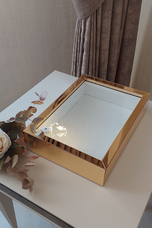 Ledli Yeni Trend 25X35 Cm Gold Derin Gül Tasarım Çerçevesi! Gül Kutusu Anı Çerçevesi! Isimsiz