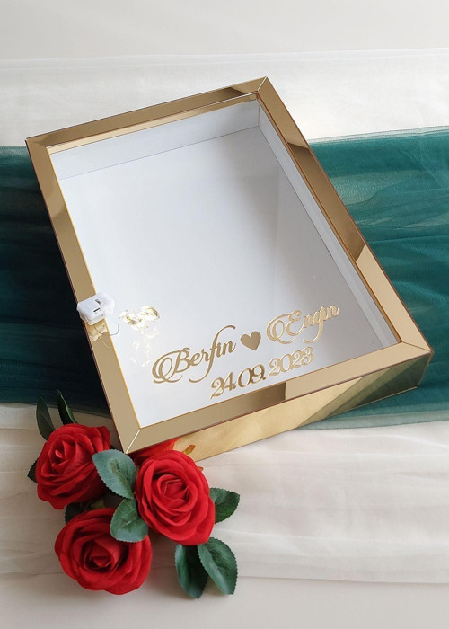 25X35 Cm Isimli Ledli Derin Anı Çerçevesi! Yeni Moda Gül Kutuları! Nişan Çiçeği Tasarımı!