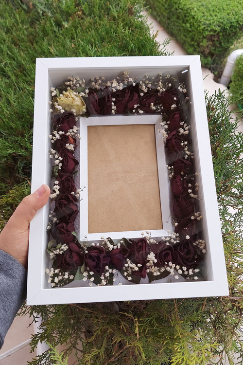 25X35 Cm Üçgen Fotoğraf Alanlı Model Tasarım Gül Kutusu Anı Çerçevesi! Yeni Model Çerçeve!