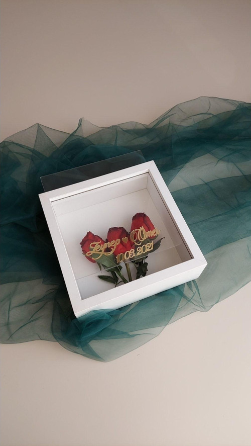 25X25 Cm Verda Anı Çerçevesi-7 Cm Derinlikli Anı Çerçevesi Gül Kutusu