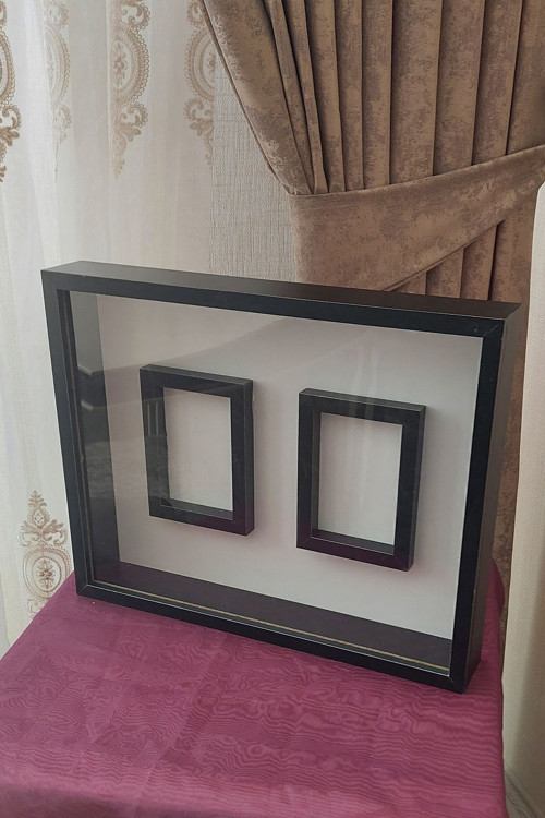 40X50 Cm Çift Fotoğraf Bölümlü Beyaz Gül Anı Çerçevesi! Fotoğraf Çerçevesi! Gül Anı Çerçevesi