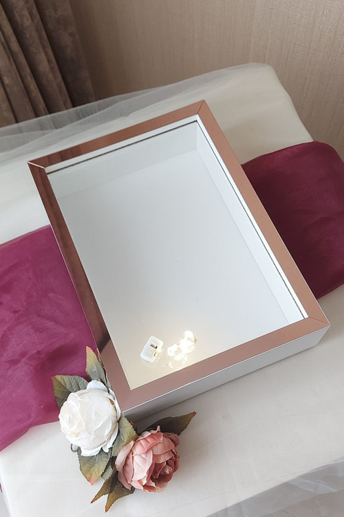Ledli Yeni Trend 25X35 Cm Beyaz-Rose Derin Gül Tasarım Çerçevesi! Gül Kutusu Anı Çerçevesi! Isimsiz