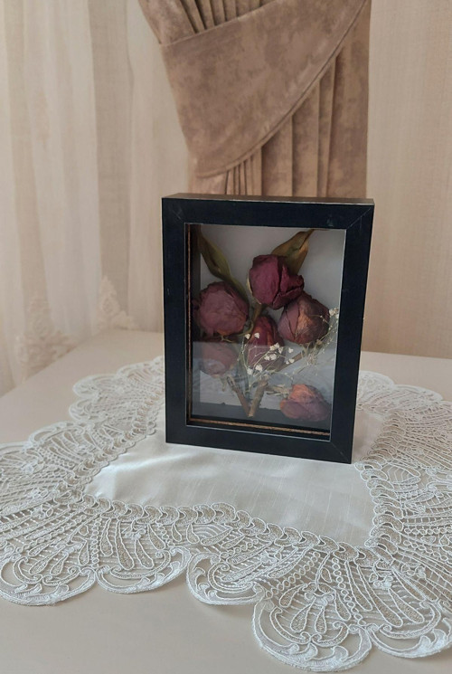15X20X5 Cm Anı Çerçevesi! Yeni Moda Çiçek Anı Çerçevesi! İsteme Çiçeği! Derin Gül Kutusu-Dikey