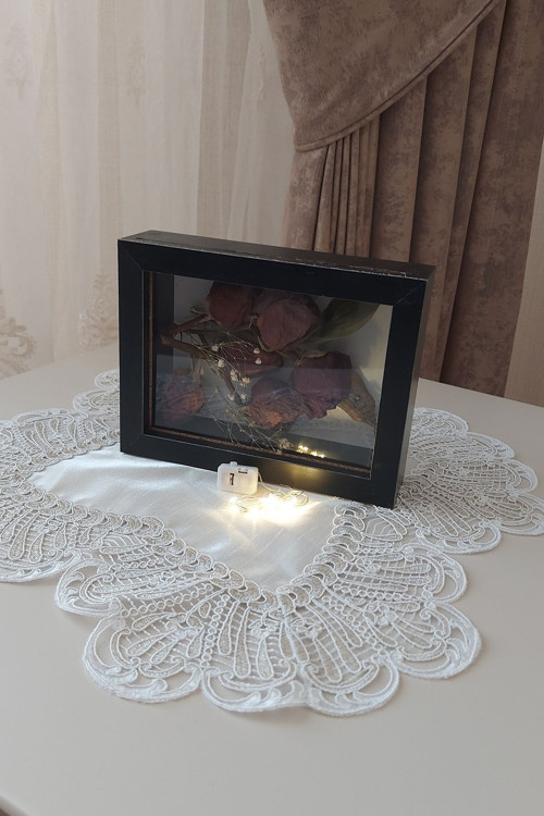 15X20X5 Cm Yatay Ledli Anı Çerçevesi! Yeni Moda Çiçek Anı Çerçevesi! İsteme Çiçeği! Derin Gül Kutusu