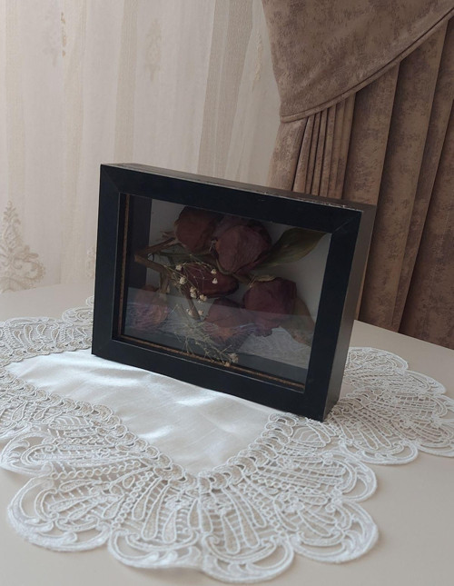 15X20X5 Cm Yatay Anı Çerçevesi! Yeni Moda Çiçek Anı Çerçevesi! İsteme Çiçeği! Derin Gül Kutusu
