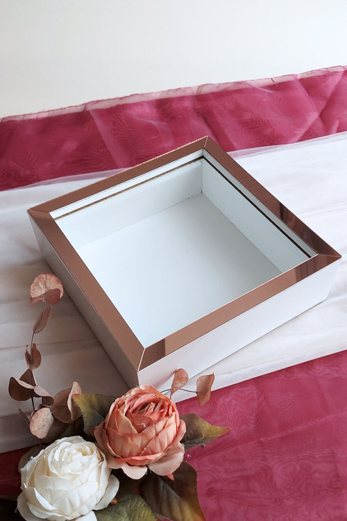 25X25 Cm Beyaz-Rose Derin Anı Çerçevesi-6 Cm Derinlikli Anı Çerçevesi Gül Kutusu! Hkm Ticaret