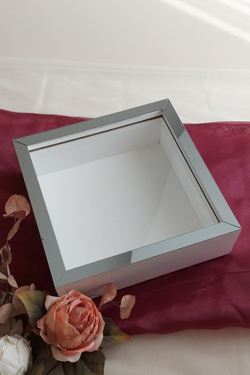 25X25 Cm Beyaz-Füme Derin Anı Çerçevesi-6 Cm Derinlikli Anı Çerçevesi Gül Kutusu! Hkm Ticaret
