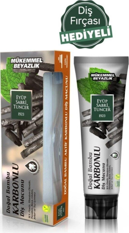 Doğal Aktif Bambu Karbonlu Diş Macunu 75 ml + Diş Fırçası Hediyeli