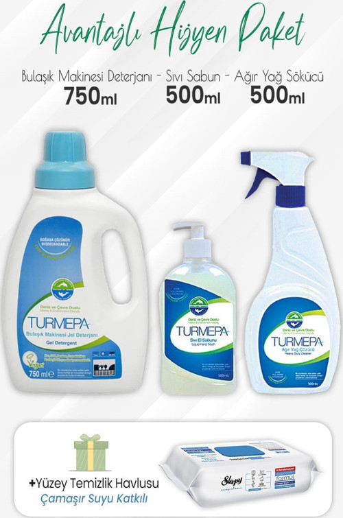 Bulaşık Makinesi Deterjanı 750 ml, Sıvı Sabun, Yağ Sökücü 500 ml ve Mopa Uyumlu Yüzey 80'li
