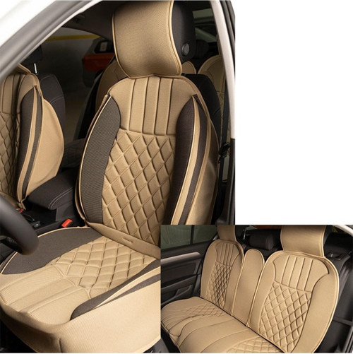 Fiat Palio Lüx Oto Koltuk Minderi Ön Arka 5'li Set ELEGANCE Serisi Bej-Koyu Bej