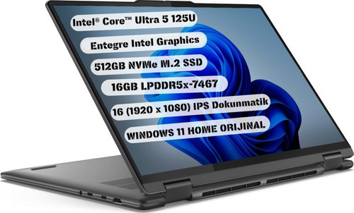Yoga 7 16IML92 83DL0000US - Intel Ultra 5 125U 16" Touch 16GB 512GB SSD- Q İngilizce Klavye Win11H 1 Yıl Garanti