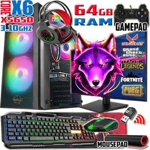 Wolf Xeon X5650 64gb Ram 256gb Ssd 250gb Hdd R7 240-4gb E.kartı 19" Monitör Gaming Bilgisayar