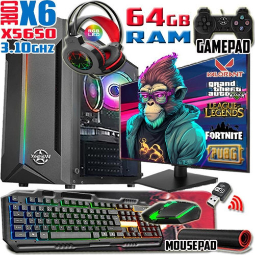 Monkey Xeon X5650 64gb Ram 256gb Ssd 250gb Hdd R7 240-4gb E.kartı 19" Monitör Gaming Bilgisayar