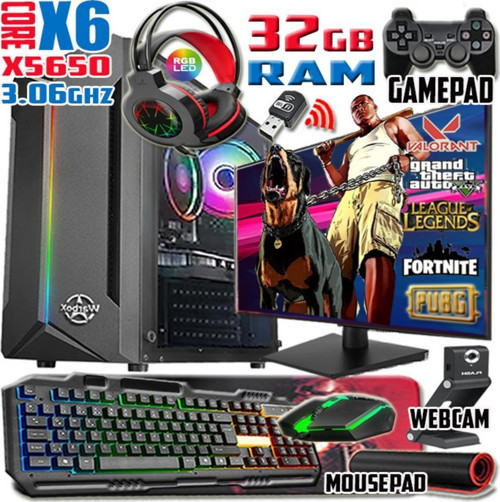 Gopo Xeon X5650 32gb Ram 256gb SSD 250gb HDD R7 240-4gb E.kartı 20" Monitör Gaming Bilgisayar